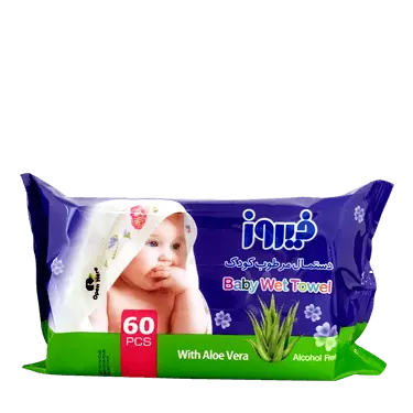 دستمال مرطوب کودک پاکتی آلوئه ورا 60 عددی فیروز